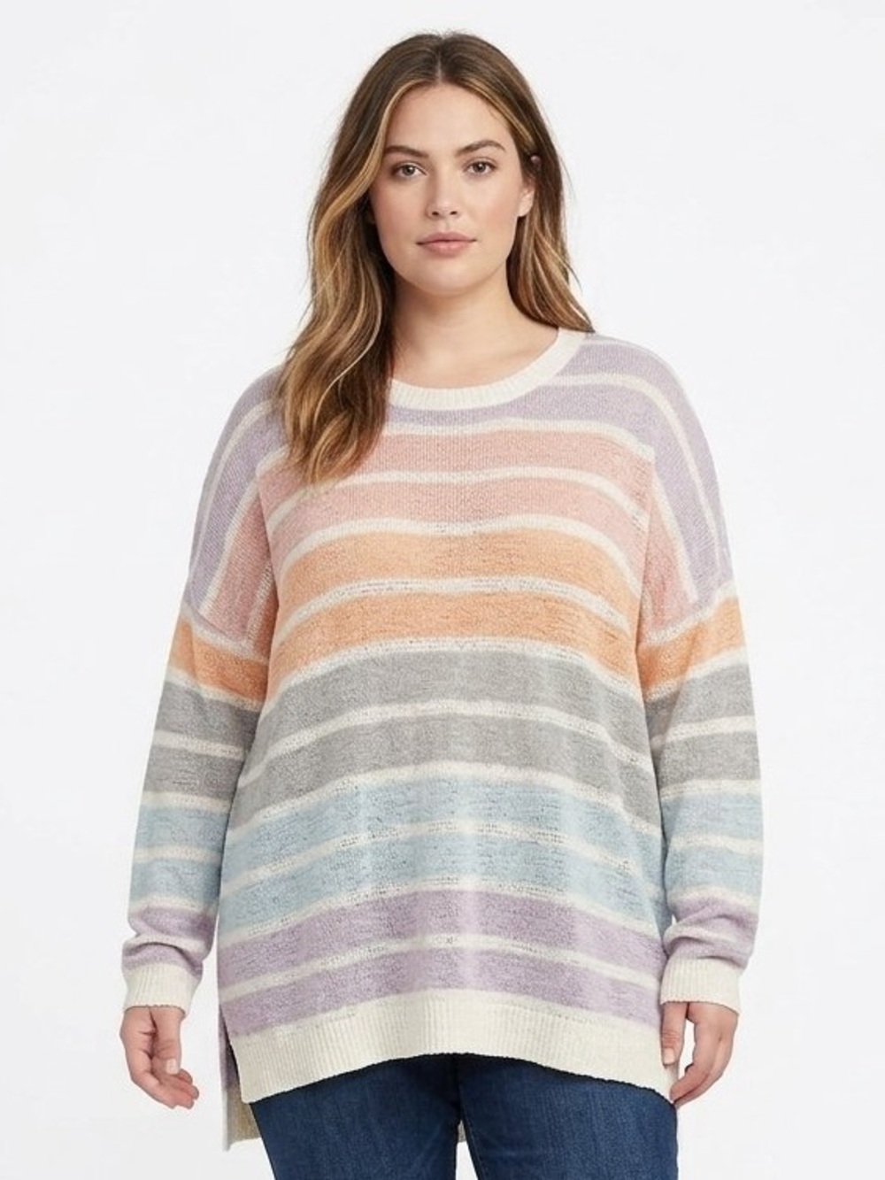 Pink Lily Multicolored Striped Knit Lightweight Sweater XL